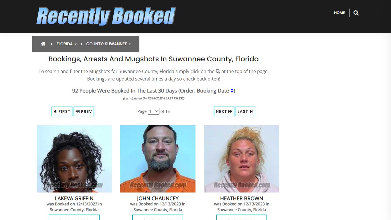 Bookings, Arrests and Mugshots in Suwannee County, Florida